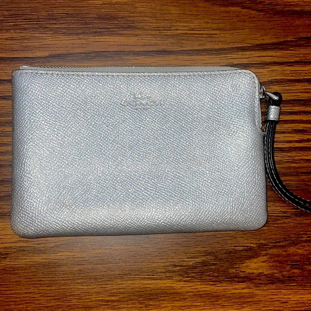 Coach wristlet silver gray excellent condition